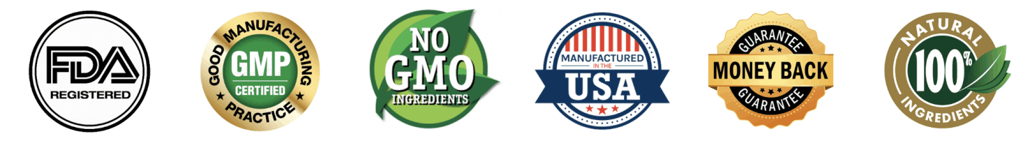 VapoCept FDA-registered, GMP-certified, non-GMO trust badges
